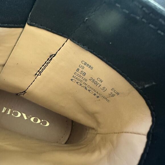 Coach Lacey Leather Lug-Sole Ankle Boots Black Size 8.5 - Picture 9 of 9